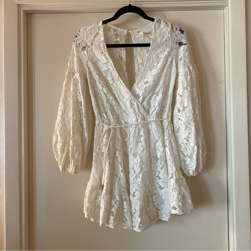 Here Comes The Sun cream, lacy dress!